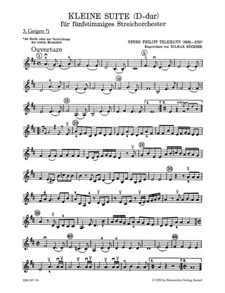 Kleine Suite Für Streicher Und Basso Continuo (TELEMANN GEORG PHILIPP)