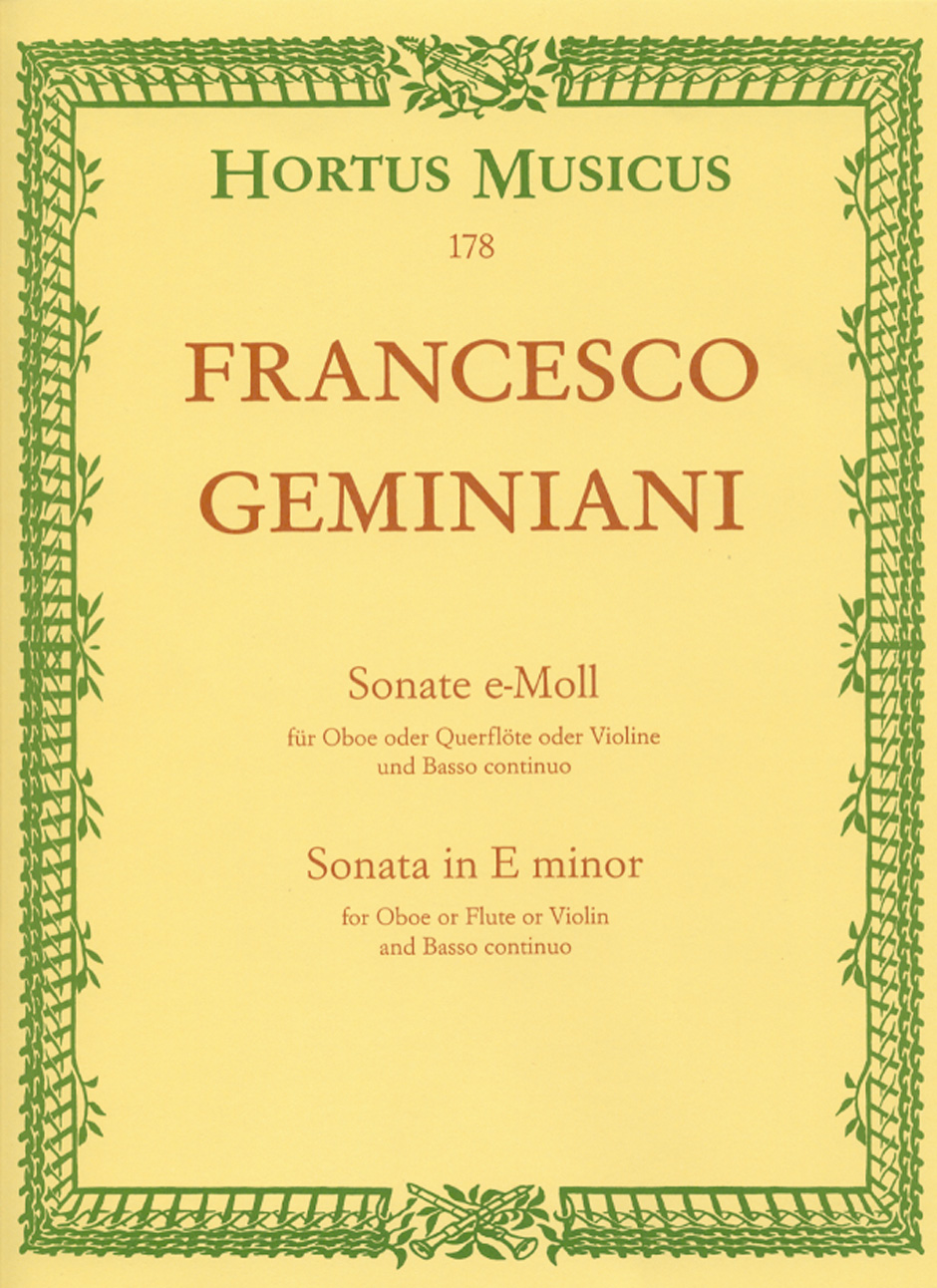 Sonate Für Oboe (Flöte, Violine) Und Basso Continuo (GEMINIANI FRANCESCO SAVERIO)