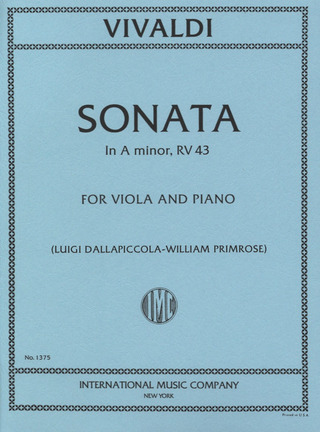 Viola Sonata #3 A Minor Rv.43