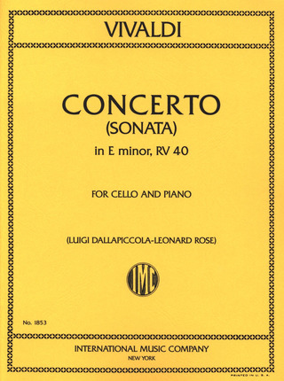 Concerto Emin Vc Pft (Sonata #5 From 'six Sonatas' Rv 40) Red
