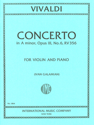 Concerto Amin Op. 3/6 Rv 356 Vln/Pft Re