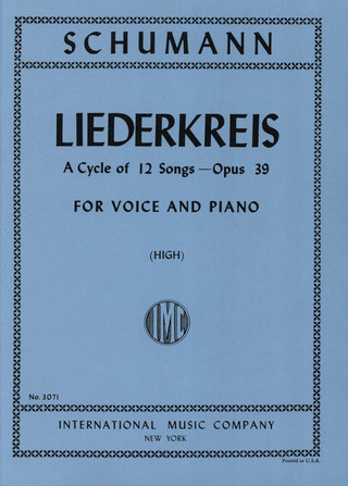 Liederkreis Op. 39 H Vce Pft (SCHUMANN ROBERT)