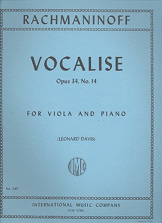 Vocalise Op. 34/14 Vla Pft (RACHMANINOV SERGEI)