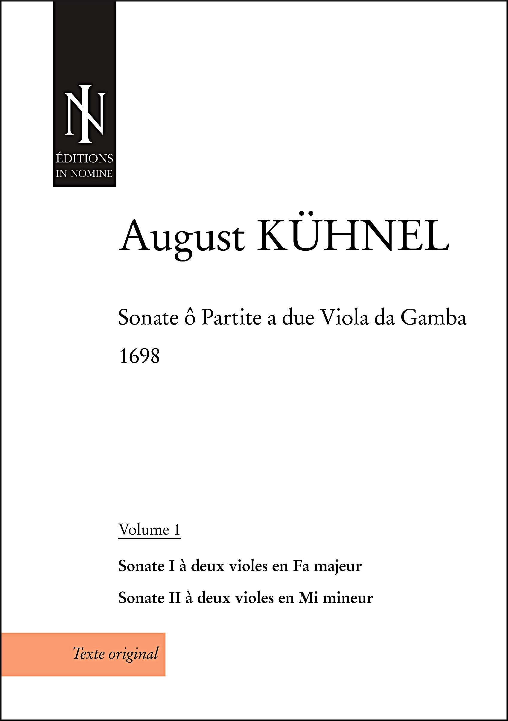 Sonate Ô Partite A Due Viola Da Gamba (Vol.1) (KUHNEL AUGUST)