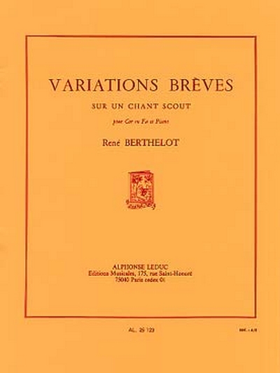 Variations Breves Sur Un Chant Scout Cor En Fa Et Piano