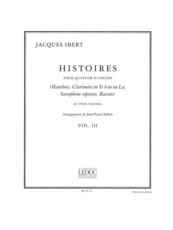 Histoires (Marchande/Petit Ane) Vol.3/Quatuor D'Anches/Partition Et Parties
