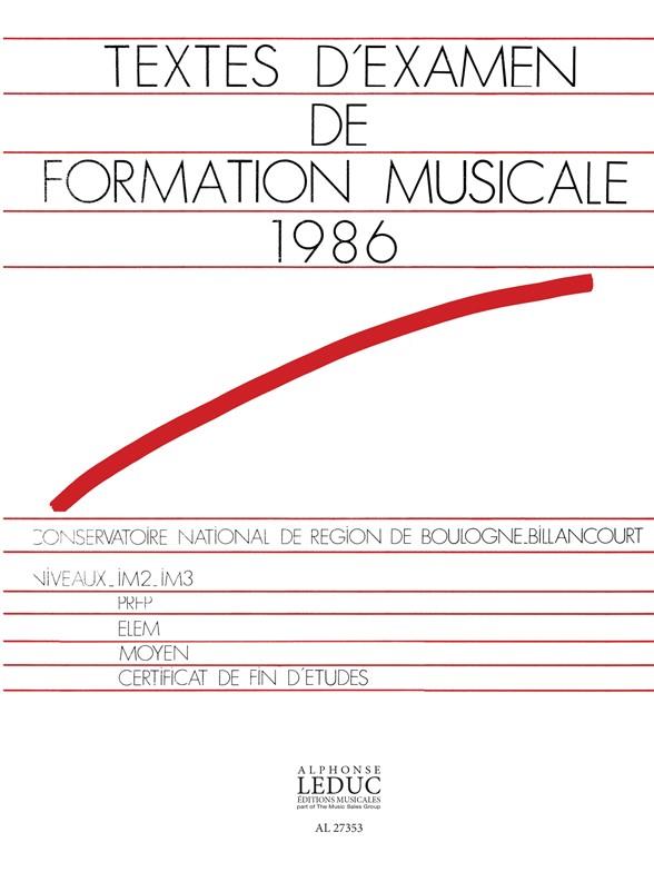 Textes D'Examen De Formation Musicale Du Cnr De Boulogne Billancourt 1986