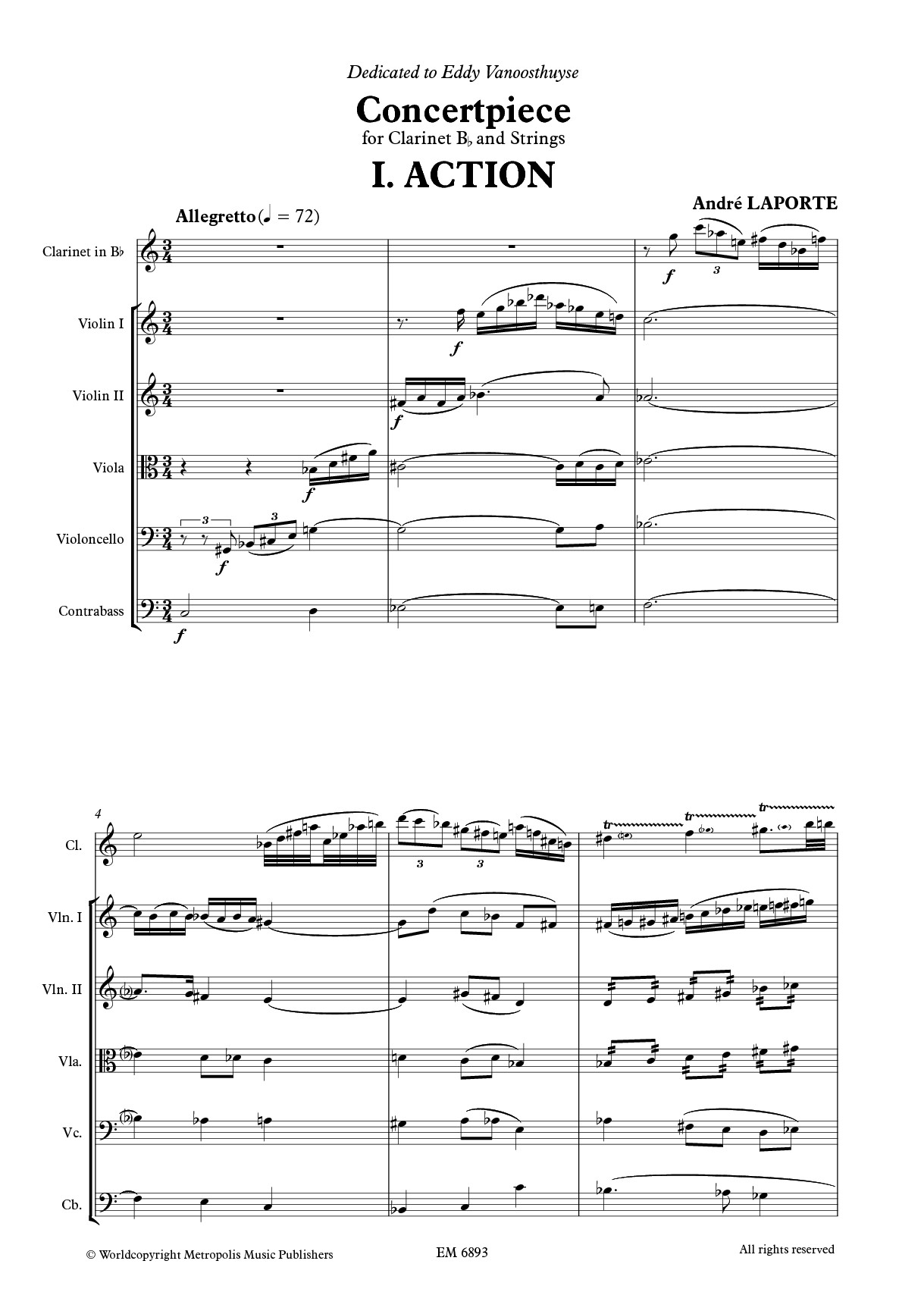 Concertpiece for Clarinet and String Orchestra (Score and Parts ...