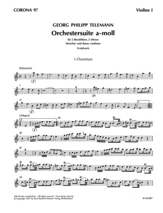 Orchestersuite A-Moll Twv 55:A4 (TELEMANN GEORG PHILIPP)