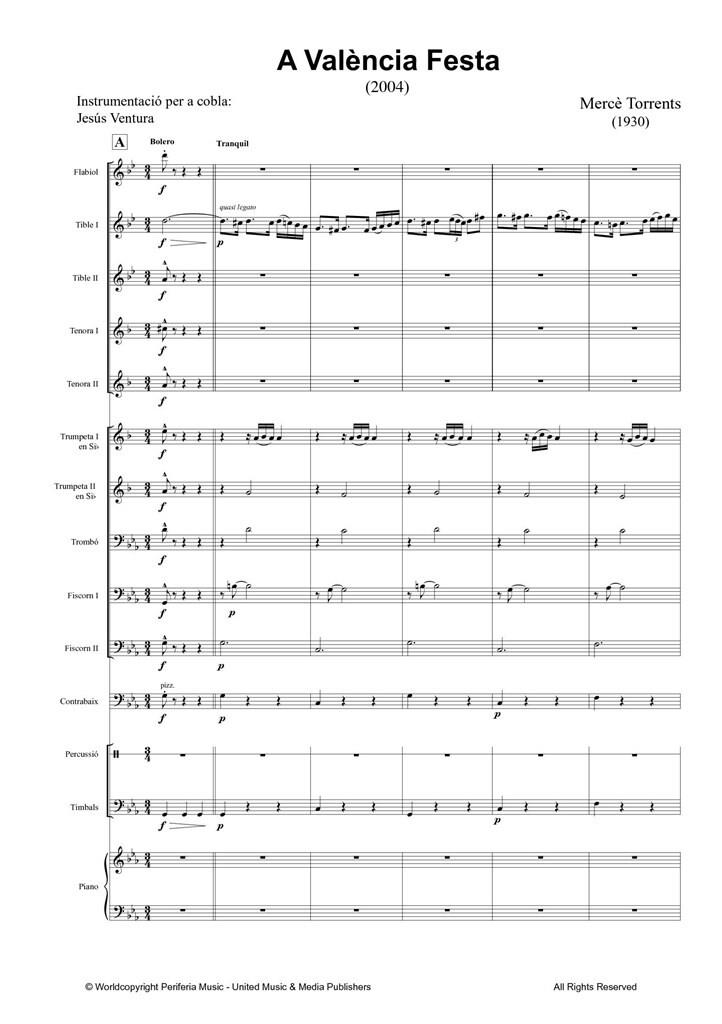 A València Festa: Ballet for Cobla, Piano and Percussion (TORRENTS MERCE)
