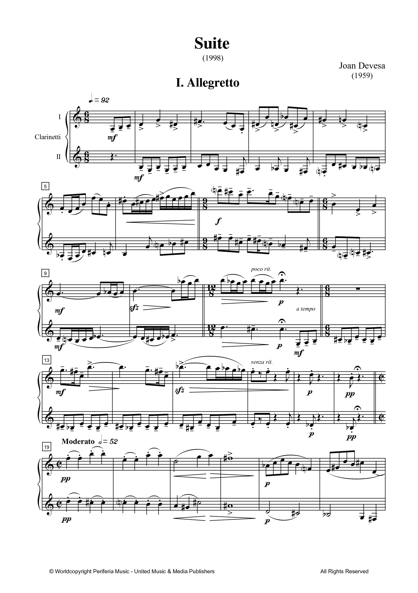 Suite for Two Clarinets (DEVESA JOAN)