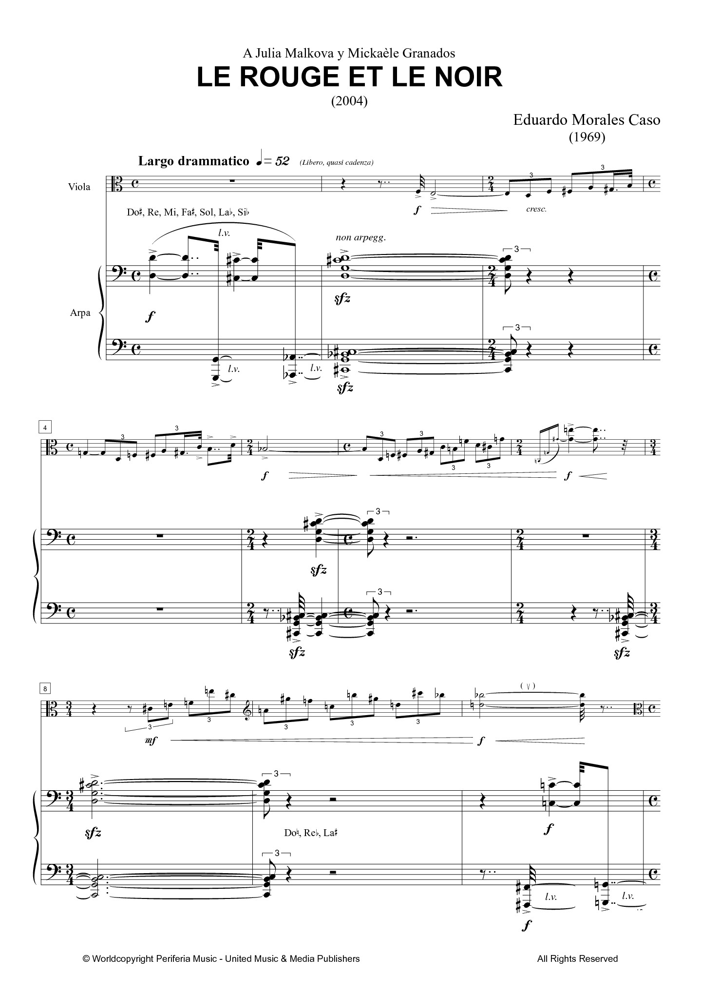 Le Rouge et le Noir for Viola and Harp (MORALES-CASO EDUARDO)