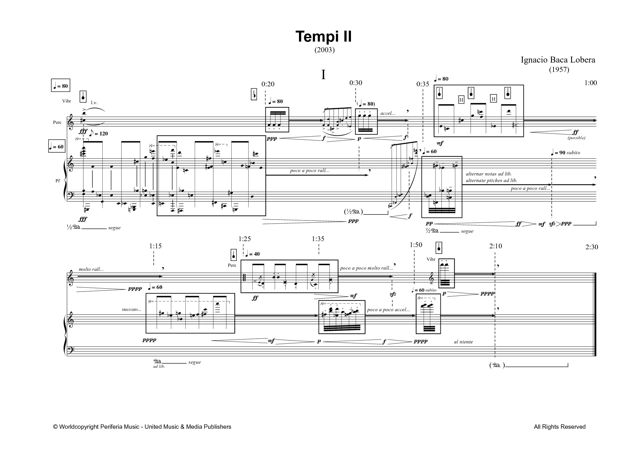 Tempi II: Five Miniatures for Piano and Percussion (BACA LOBERA IGNACIO)