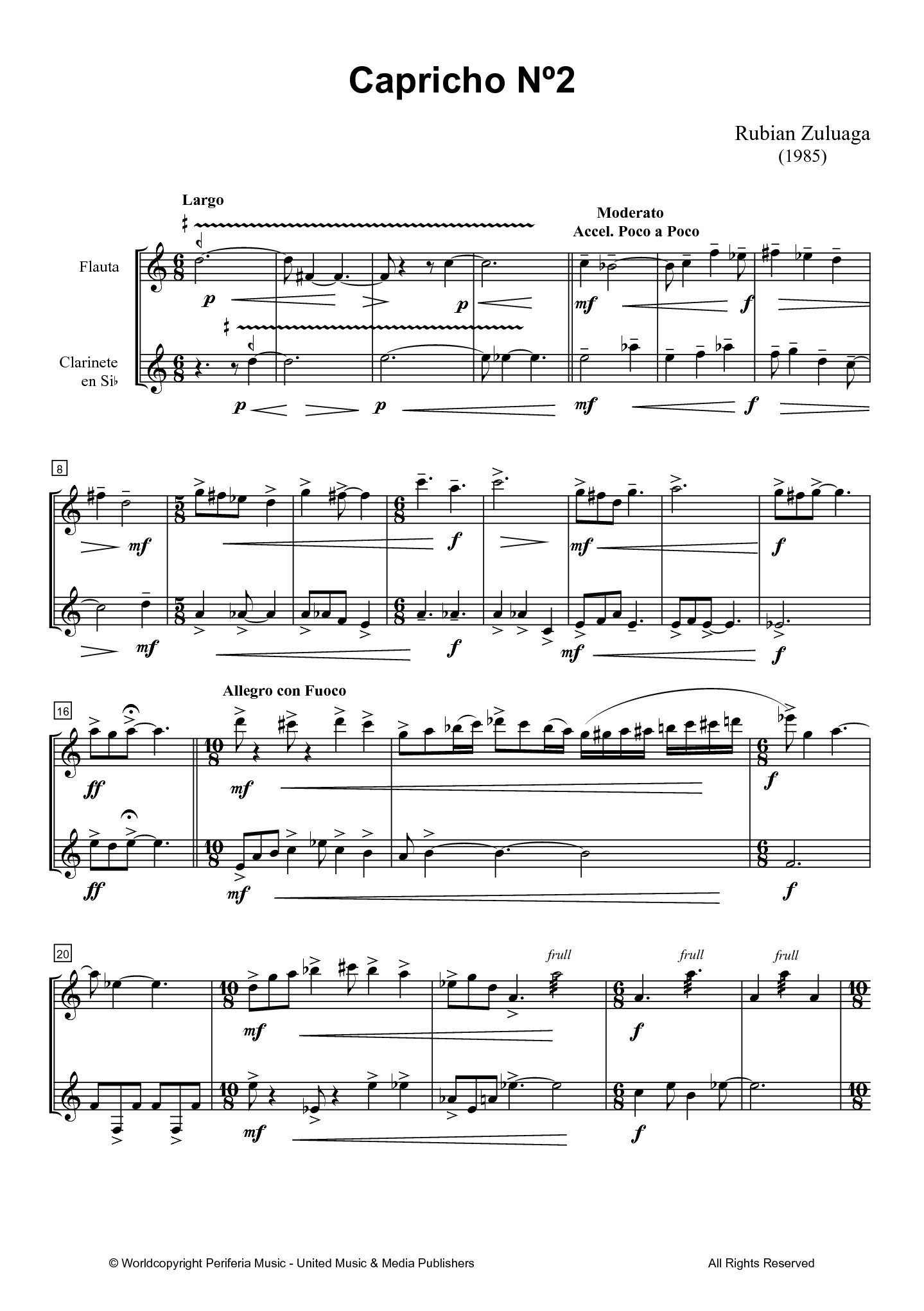 Capricho No. 2 for Flute and Clarinet (ZULUAGA RUBIAN)
