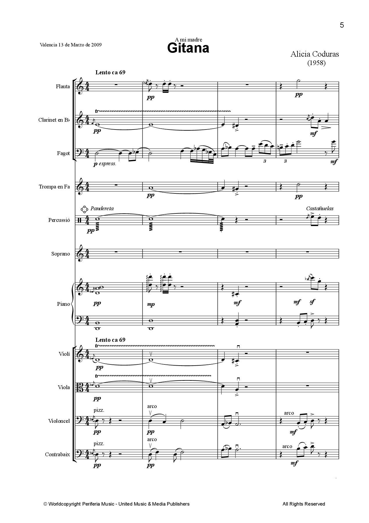 Gitana for Soprano and Chamber Ensemble (CODURAS ALICIA)