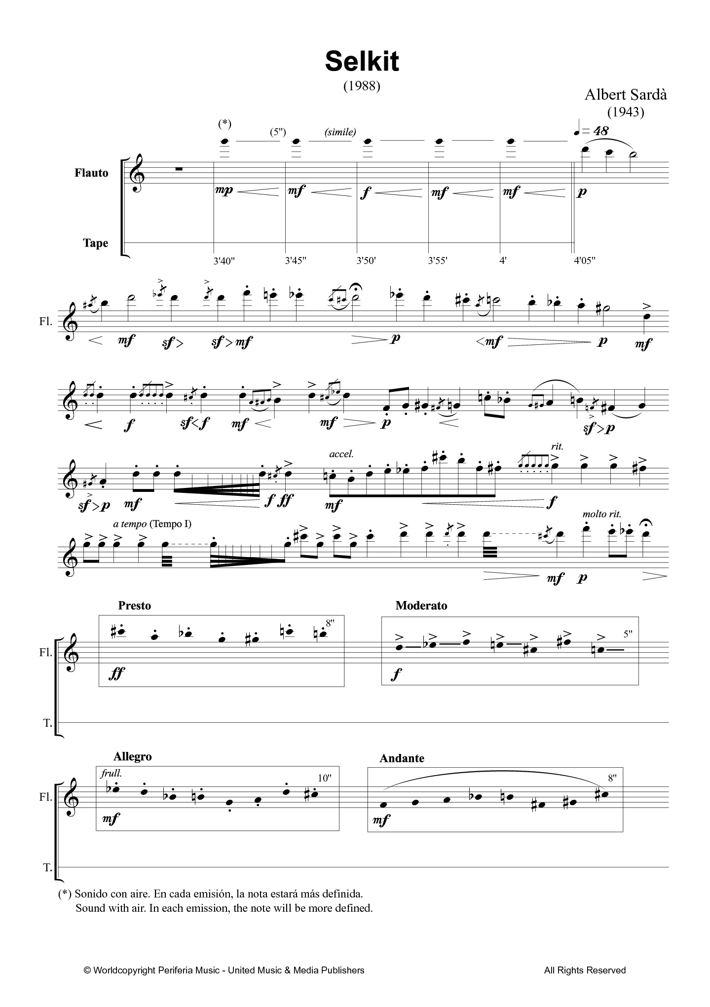 Selkit for Flute and Tape (SARD� ALBERT)