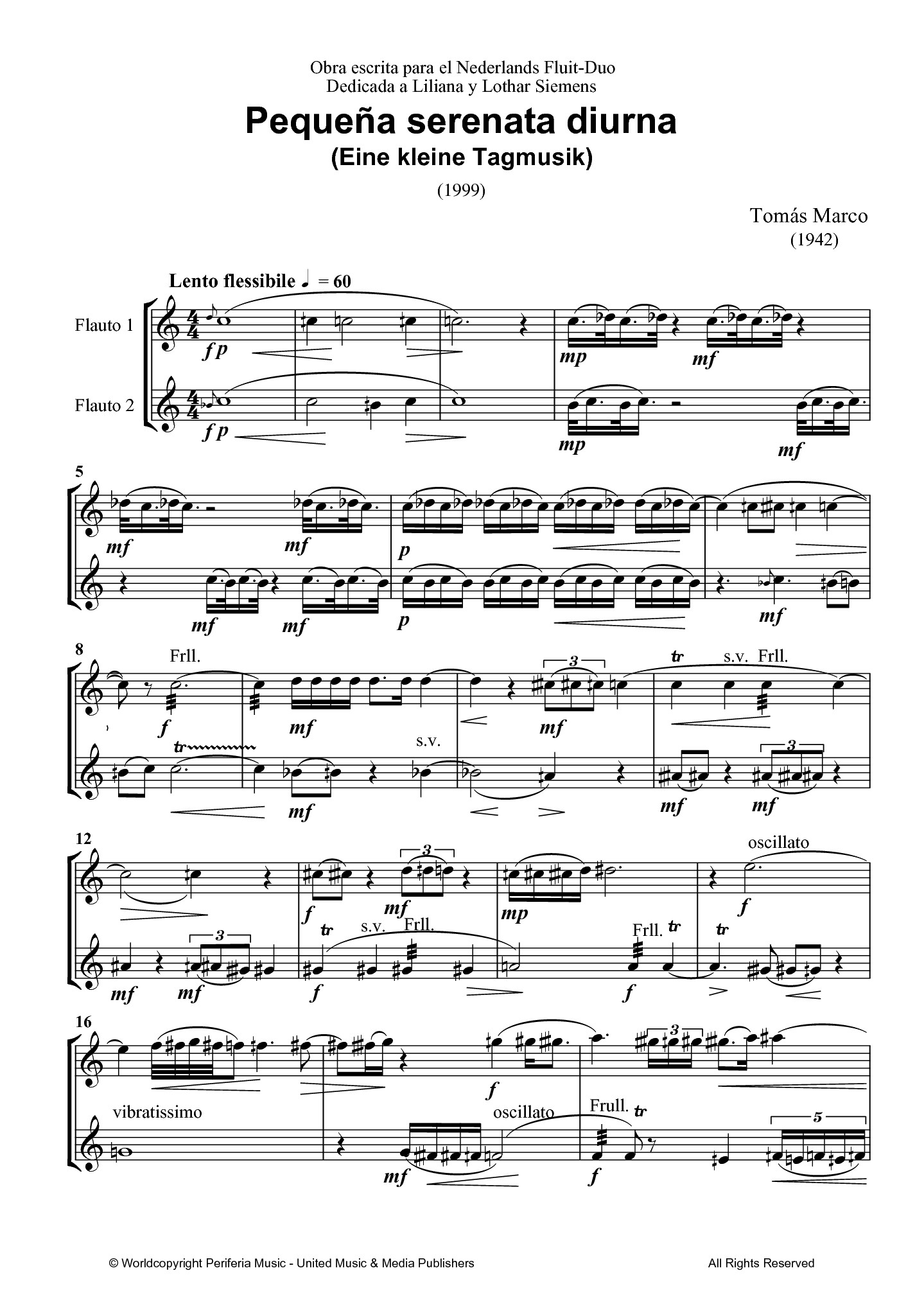 Pequen~a serenata diurna for Two Flutes (MARCO TOMAS)