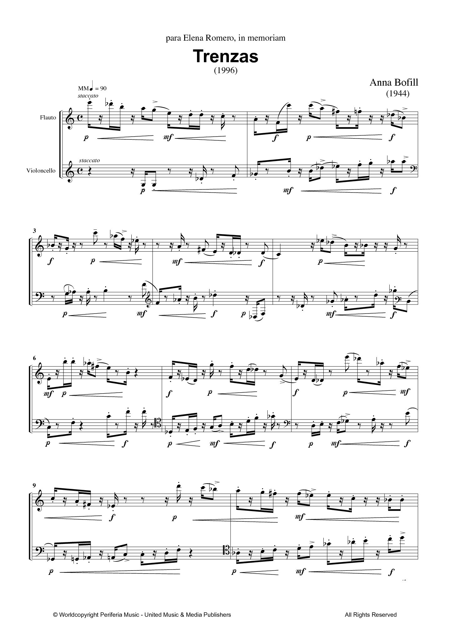Trenzas for Flute and Cello (BOFILL LEVI ANNA)