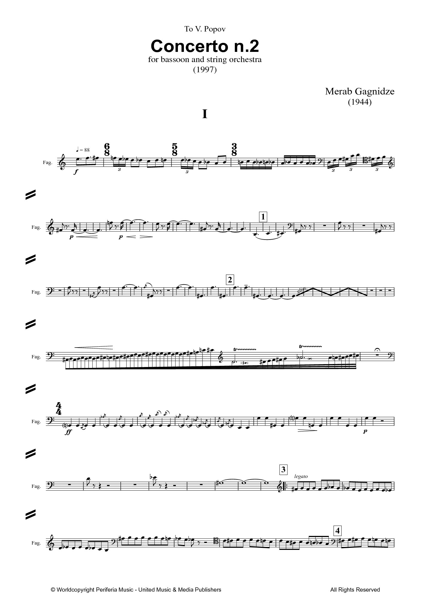 Concerto No. 2 for Bassoon and String Orchestra (GAGNIDZE MERAB)