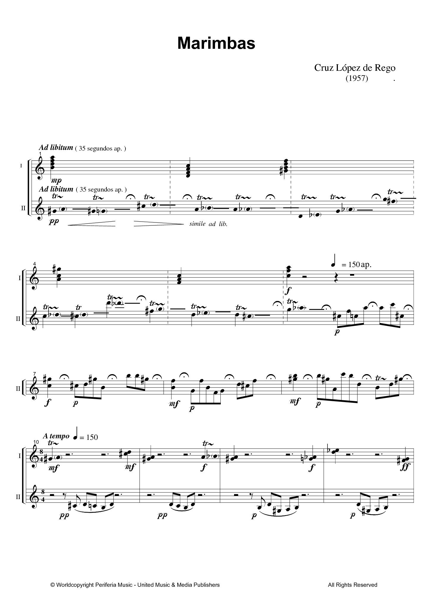 Marimbas for Marimba Duet (LOPEZ DE REGO CRUZ)
