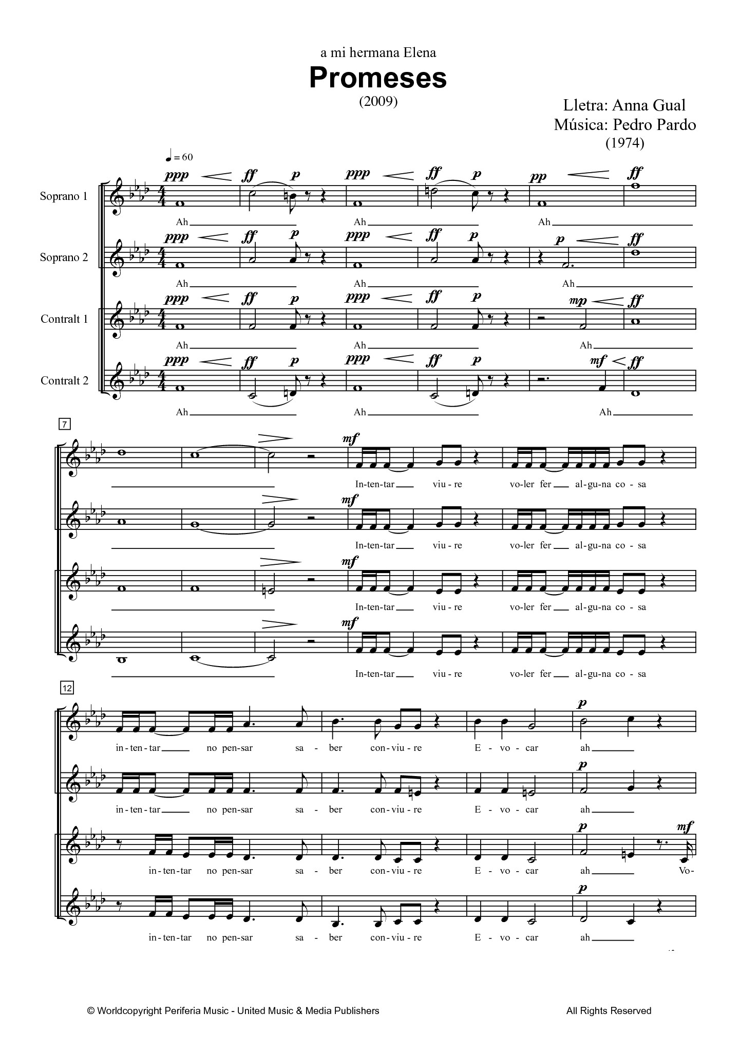 Promeses for Women's Choir (SSAA)