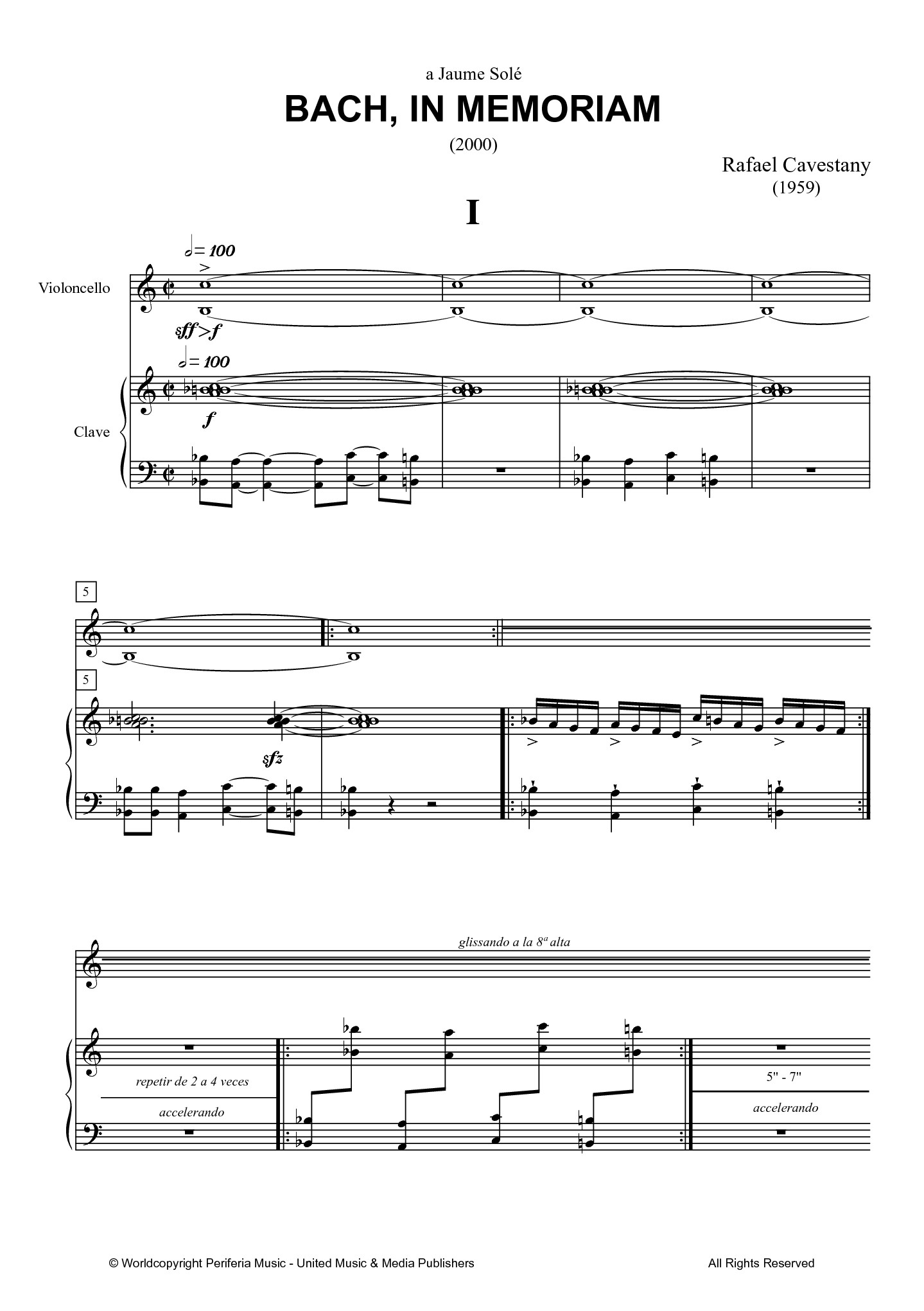 Bach, in memoriam for Cello and Harpsichord (CAVESTANY RAFAEL)