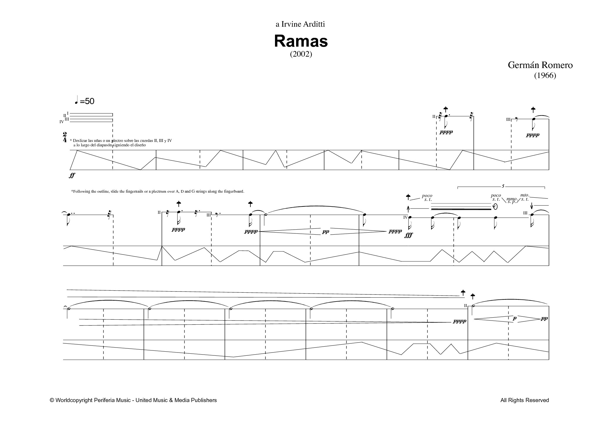 Ramas for Amplified Violin Solo (ROMERO GERMAN)
