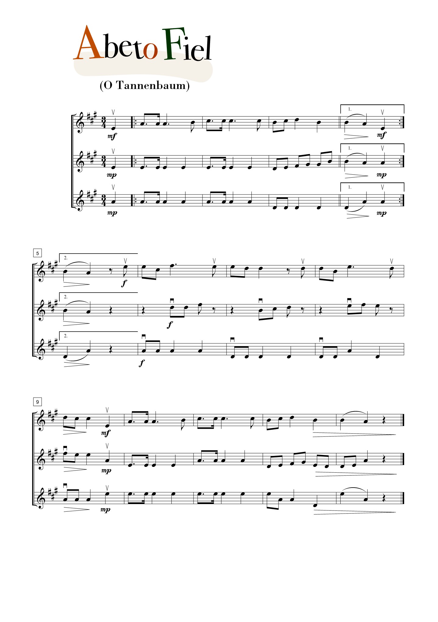 Violincicos: Seven Christmas Songs for Violin Solo, Duo or Trio (CASASECA DORADO CAROLINA)