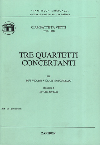 3 Quartetti Concertanti, Per Due Violini, Viola E Violoncello - Parti Staccate (VIOTTI GIOVANNI BATTISTA)