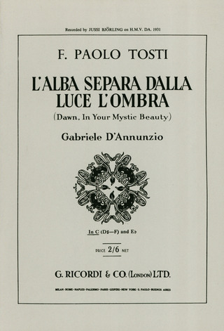 L'Alba Separa Dalla Luce L'Ombra Eng/It Song Key C