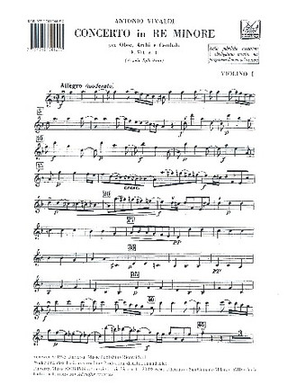 Conc. Per Oboe Archi E B.C.: In Re Min. Op. VIii N.9 Rv 454 F.VIi/1 (VIVALDI ANTONIO)