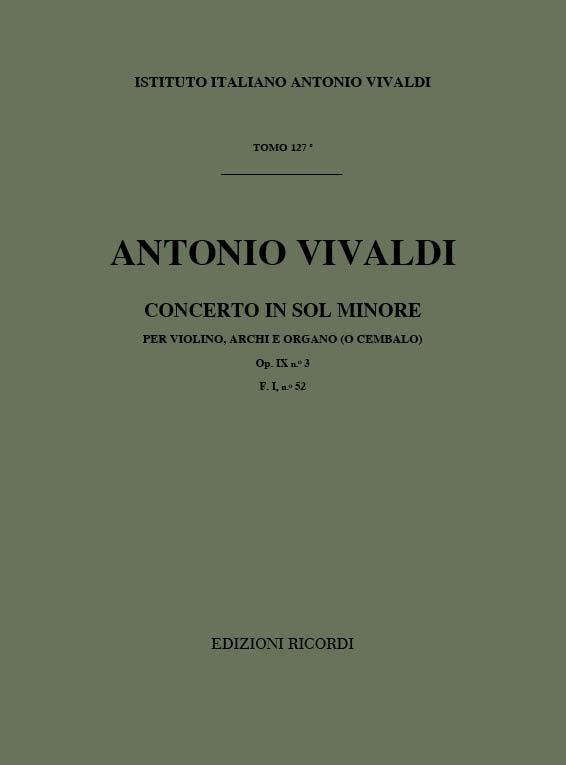 Concerto Per Vl.Archi E Bc: In Sol Min. Op. IX N.3 Rv 334 F.I/52 Tomo 127 (VIVALDI ANTONIO)
