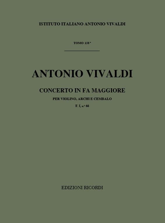 Concerto Per Vl., Archi E B.C.: In Fa Rv 296 - F.I/66 Tomo 158 (VIVALDI ANTONIO)