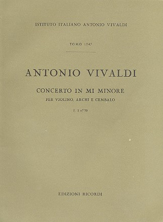 Concerto Per Vl., Archi E B.C.: In Mi Min. Rv 273 - F.I/70 Tomo 164 (VIVALDI ANTONIO)