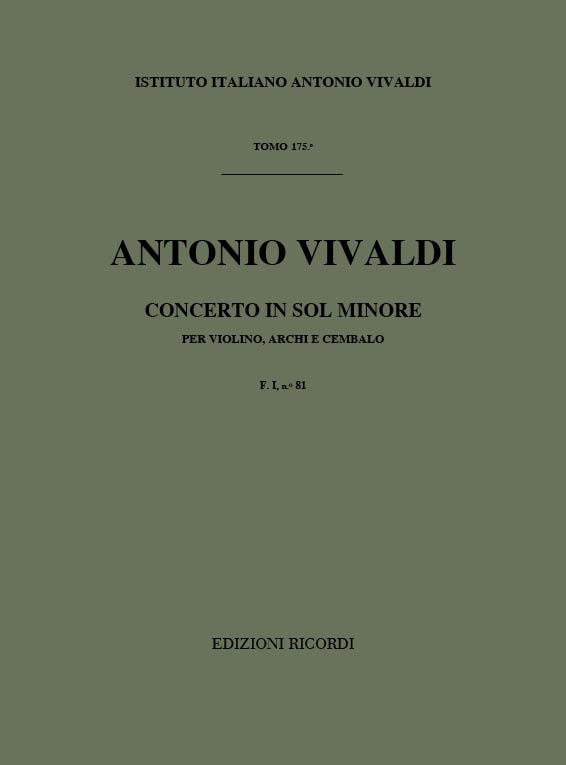 Concerto Per Vl., Archi E B.C.: In Sol Min. Rv 333 - F.I/81 Tomo 175 (VIVALDI ANTONIO)