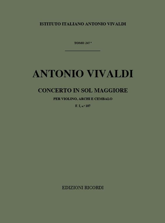 Concerto Per Vl., Archi E B.C.: In Sol Rv 312 - F.I/107 Tomo 247 (VIVALDI ANTONIO)