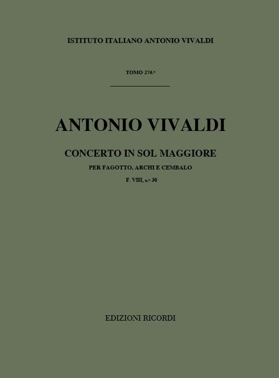 Concerto Per Fg., Archi E B.C.: In Sol Rv 493 - F.VIii/30 Tomo 276 (VIVALDI ANTONIO)