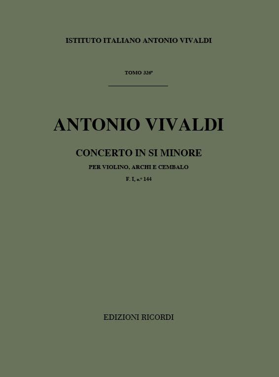Concerto Per Vl., Archi E B.C.: In Si Min. Rv 384 - F.I/144 Tomo 326 (VIVALDI ANTONIO)