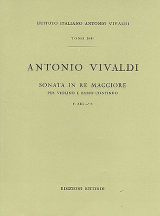 Sonate Pour Vl. E B.C.: In Re Rv 10 - F.XIII/6 Tomo 364 (VIVALDI ANTONIO)