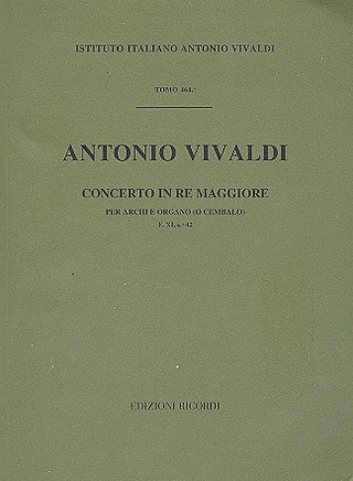 Concerto Per Archi E B.C.: In Re Op. 12 N.3 - Rv 124 - F.Xi/42 Tomo 464 (VIVALDI ANTONIO)