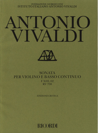 Sonata In Re, Per Violino E Basso Continuo F XIII, 62 - Rv 798