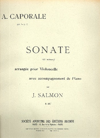 Sonate En Re Mineur Violoncelle Et Piano (Salmon