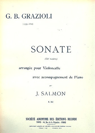Sonate En Sol Violoncelle Et Piano (Salmon