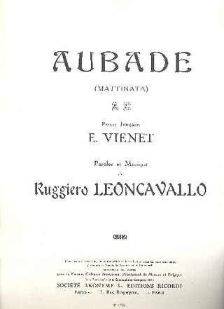 Aubade Matinata Francais/Italien Chant Et Piano