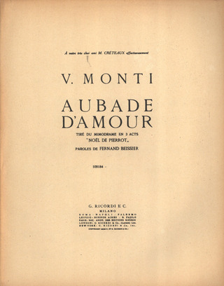 Noel De Pierrot Aubade D'Amour Chant Et Piano