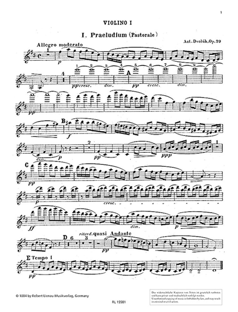 Suite Op. 39. Violon 1 (DVORAK ANTONIN)
