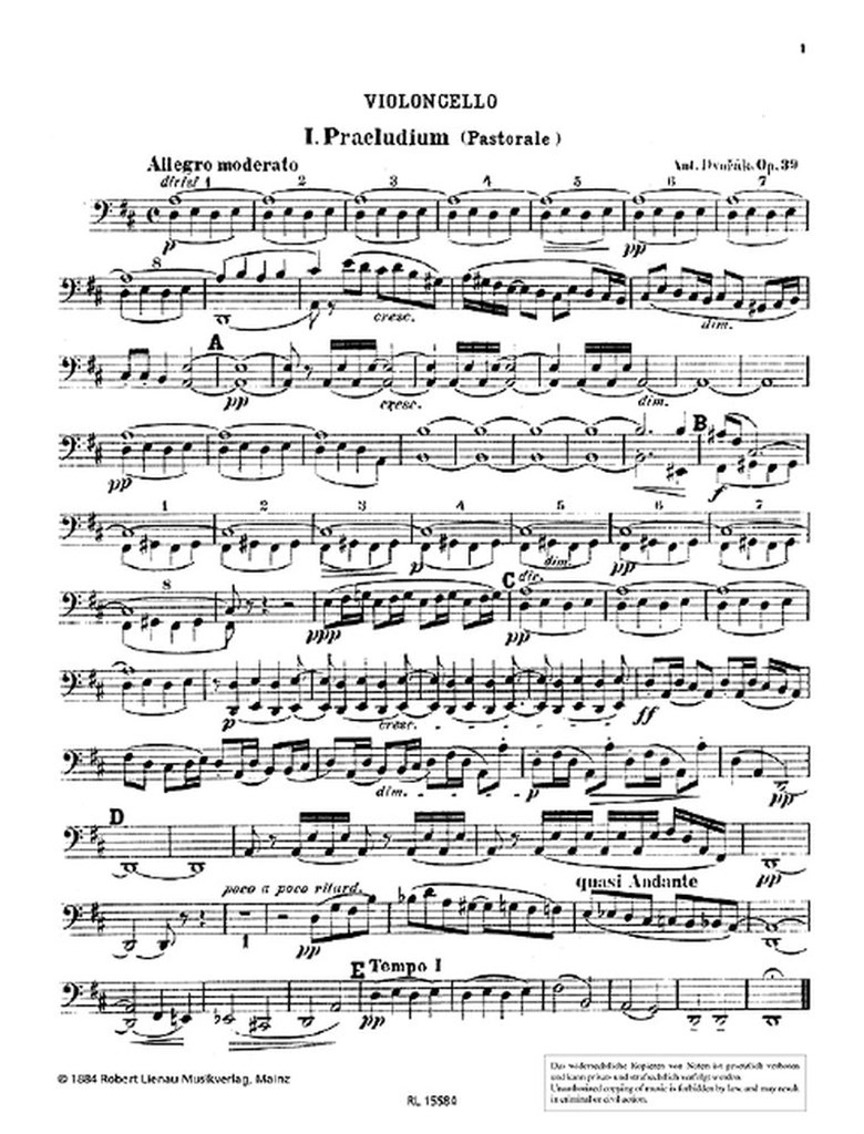 Suite Op. 39. Violoncelle (DVORAK ANTONIN)