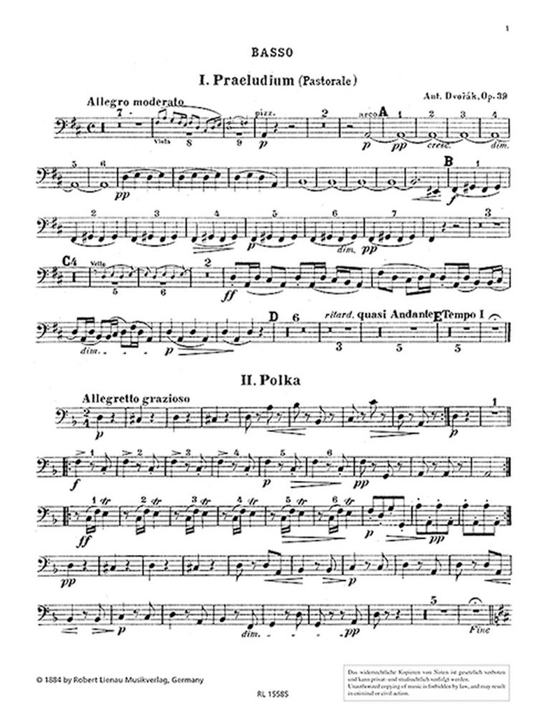 Suite Op. 39. Contrebasse (DVORAK ANTONIN)