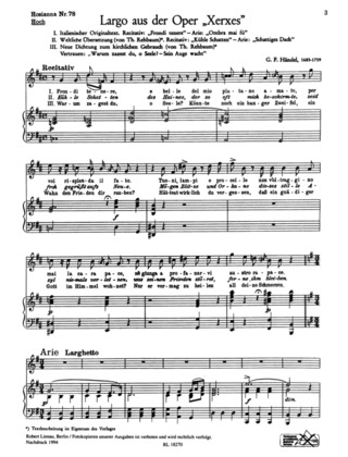 Largo (3 Texte: Kirchlich, Weltlich, Italienisch) (Xerxes) (Hos 78) (HAENDEL GEORG FRIEDRICH)