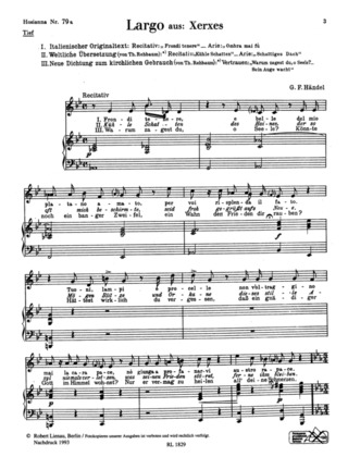 Largo (3 Texte: Kirchlich, Weltlich, Italienisch) (Xerxes) (Hos 79A) (HAENDEL GEORG FRIEDRICH)